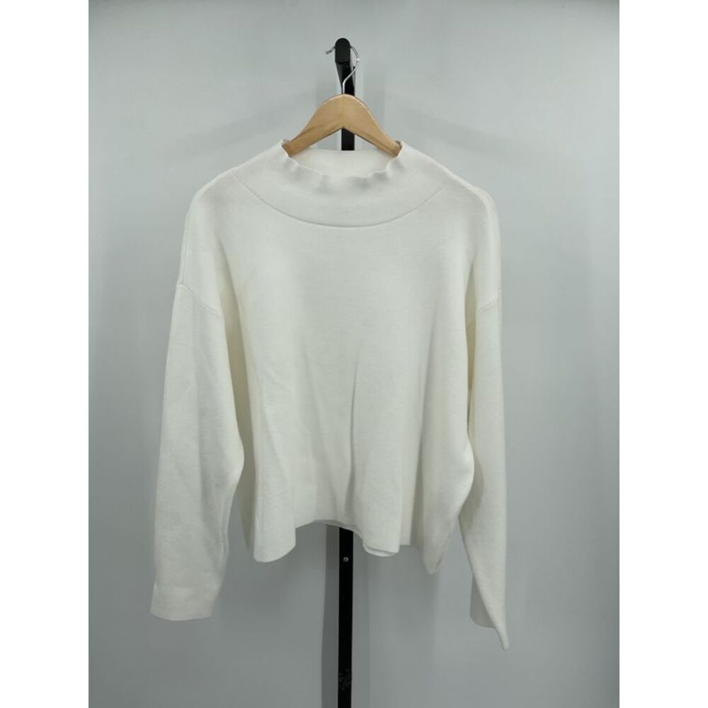 Quince Eco-Knit Milano Stitch Mock Neck Pullover White L
